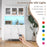 77 Inches Kitchen Pantry Storage Cabinet with LED Lights and Power Outlets-White
