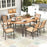 79 Inch Oval Patio Dining Table with Umbrella Hole and Acacia Wood Tabletop for 8 People