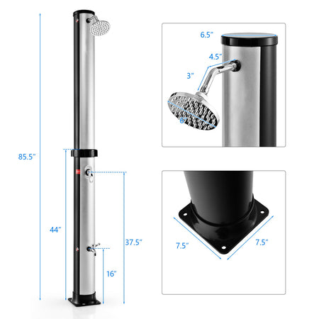 7.2 Feet Solar-Heated Outdoor Shower with Free-Rotating Shower Head