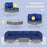 7 Piece Outdoor Furniture Set Wicker Chairs with Tempered Glass Coffee Table-Navy