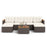 7 Pieces Wicker Conversation Set with Wood Armrests for Backyard-White
