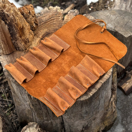 8 Pocket Leather Tool Roll