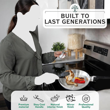 13-Inch Chef Skillet – Quick & Even Heat Distribution – Lightweight Cast Aluminum Frying Pan