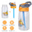 16.2Oz Leak-proof Kids Water Bottle with Straw Push Button Sport Water Bottle for Kids Crab Ship Jellyfish Rocket