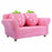Kids Strawberry Armrest Chair Sofa with 2 Cute Strawberry Pillows-Pink