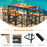 7 Pieces Acacia Wood Patio Rattan Bar Set with Umbrella Hole