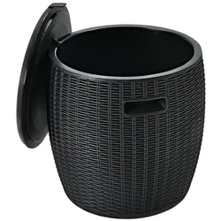 9.5 Gallon 4-in-1 Patio Rattan Cool Bar Cocktail Table Side Table