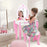 2-in-1 Toddler Vanity Set with Detachable Top & Cute Flower Patterns-White