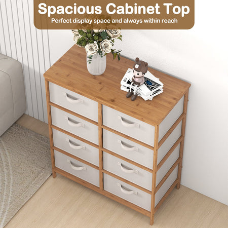 8 Drawers Dresser with Removable Fabric Bins for Bedroom-Beige