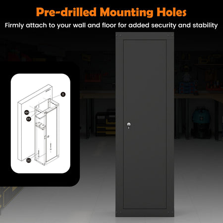 8 Rifle Safe Large Gun Cabinet with Storage Shelf-Black