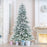 8 Feet Snow Flocked Artificial Christmas Tree with Cool White LED Lights