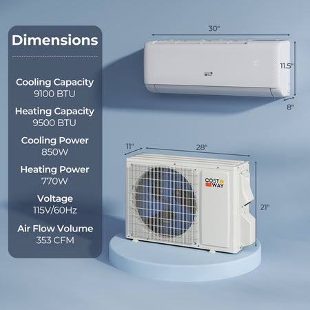 Airtural Series 9100 BTU 20.5 SEER2 WiFi Enabled Mini Split AC 115V Compatible with Alexa