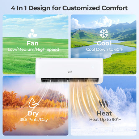 Airtural Series 9100 BTU 20.5 SEER2 WiFi Enabled Mini Split AC 115V Compatible with Alexa