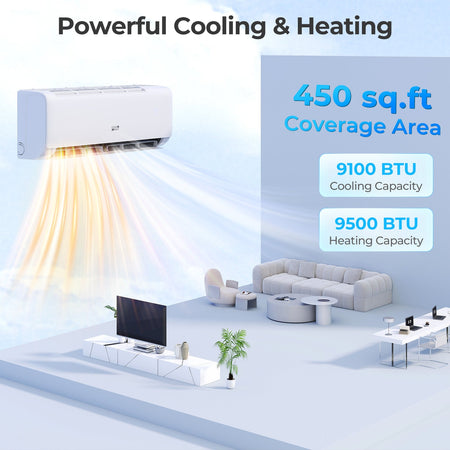 Airtural Series 9100 BTU 20.5 SEER2 WiFi Enabled Mini Split AC 115V Compatible with Alexa