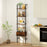 5-Tier Ladder Bookcase with Drawer and Metal Frame for Study Home Office-Rustic Brown