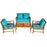 4 Pcs Wooden Patio Furniture Set Table Sofa Chair Cushioned Garden