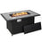 52 Inch Rattan Wicker Propane Fire Pit Table with Rain Cover and Lava Rock-Black