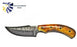 Damascus Knife Burnt Bone Handle TD-173