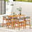 Acacia Wood Counter Height Table with Slatted Tabletop and Footrest Crossbar