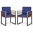 Acacia Wood Outdoor Dining Chairs Set of 2 with Soft Cushions-Navy