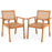 Acacia Wood Outdoor Dining Chairs Set of 2 PE Rattan Patio Chairs with Backrests and Armrests