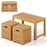 Acacia Wood Outdoor Coffee Table with Stools Set of 2 3 Pieces Patio Table and Stools Set