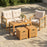 Acacia Wood Outdoor Coffee Table with Stools Set of 2 3 Pieces Patio Table and Stools Set