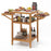 Acacia Wood Outdoor Grill Table with Faux Marble Top and Drop-Leaf Side Panels