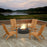 Acacia Wood Patio Adirondack Chair with Inclined Seat and High Backrest for Porch-Natural