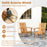 Acacia Wood Patio Adirondack Chair with Inclined Seat and High Backrest for Porch-Natural