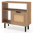 Accent Side End Table with Storage Shelf and Cabinet for Small Space-Natural