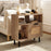 Accent Side End Table with Storage Shelf and Cabinet for Small Space-Natural