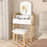 Adjustable Height Vanity Desk Set with 3-Color LED Lighted Mirror and Drawers-White