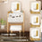 Adjustable Height Vanity Desk Set with 3-Color LED Lighted Mirror and Drawers-White