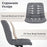 Armless Office Chair Upholstered Makeup Vanity Chair with Adjustable Height and Wheels-Grey