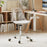 Armless Rolling Office Chair with Swivel Seat and PU Leather Cushion-Clear