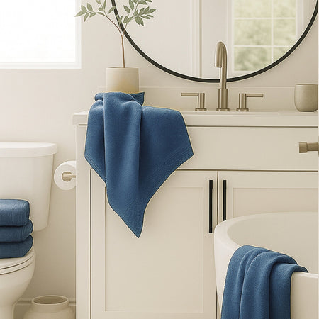 Bamboo Cotton Towel Set - Viscose from Bamboo + Cotton - 8pc - Indigo