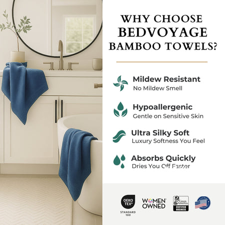 Bamboo Cotton Bath Towel - Viscose from Bamboo + Cotton - Indigo