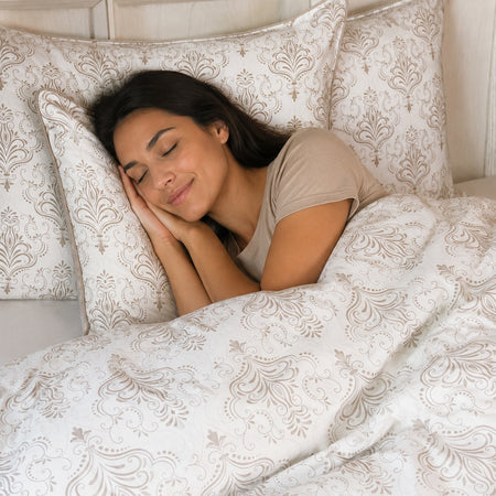 Cooling Bamboo Duvet Cover Set - 100% Viscose from Bamboo - 3pc- Damask