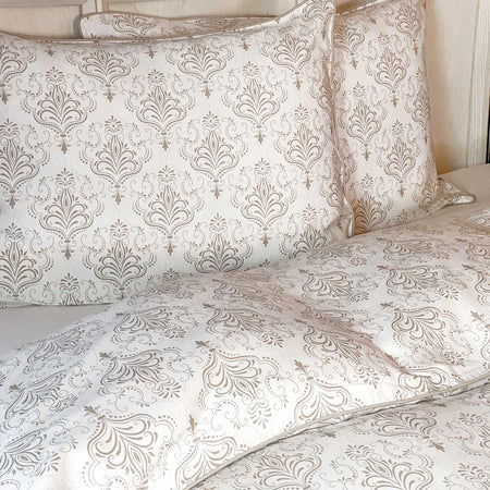 Cooling Bamboo Duvet Cover Set - 100% Viscose from Bamboo - 3pc- Damask