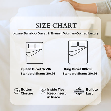 Cooling Bamboo Duvet Cover Set - 100% Viscose from Bamboo - 3pc - Indigo
