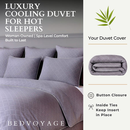 Bamboo Duvet Cover Set - 100% Viscose from Bamboo - 3pc - Platinum Geo