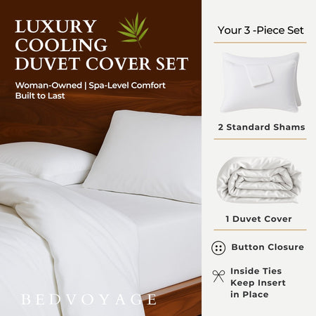 Bamboo Duvet Cover Set with Shams - White