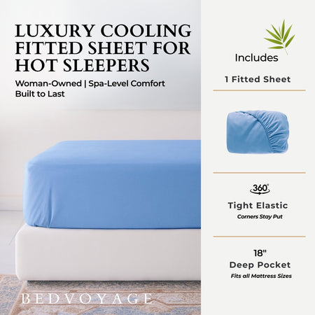 Bamboo Fitted Sheet - 100% Viscose from Bamboo - Ocean