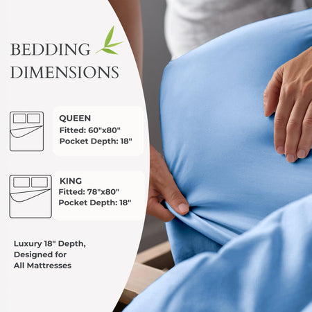 Bamboo Fitted Sheet - 100% Viscose from Bamboo - Ocean