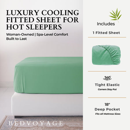 Bamboo Fitted Sheet - 100% Viscose from Bamboo - Seaglass