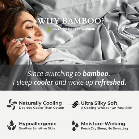 Bamboo Pillowcases - 100% Viscose from Bamboo - Stone