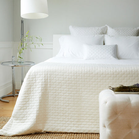 Bamboo Quilted Coverlet - 100% Viscose from Bamboo - Ivory