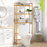 3-Tier Bamboo Bathroom Floor Organizer with 5-Position Shelves and 3 Hooks-Natural