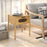 Bamboo Nightstand Square Tall End Table with Decorated Drawer-Natural